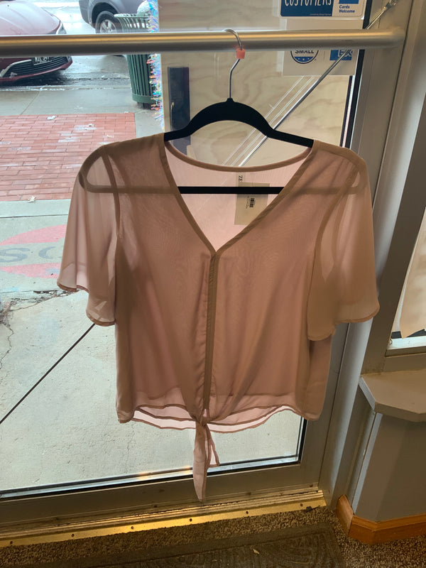 Brown Front Tie Top