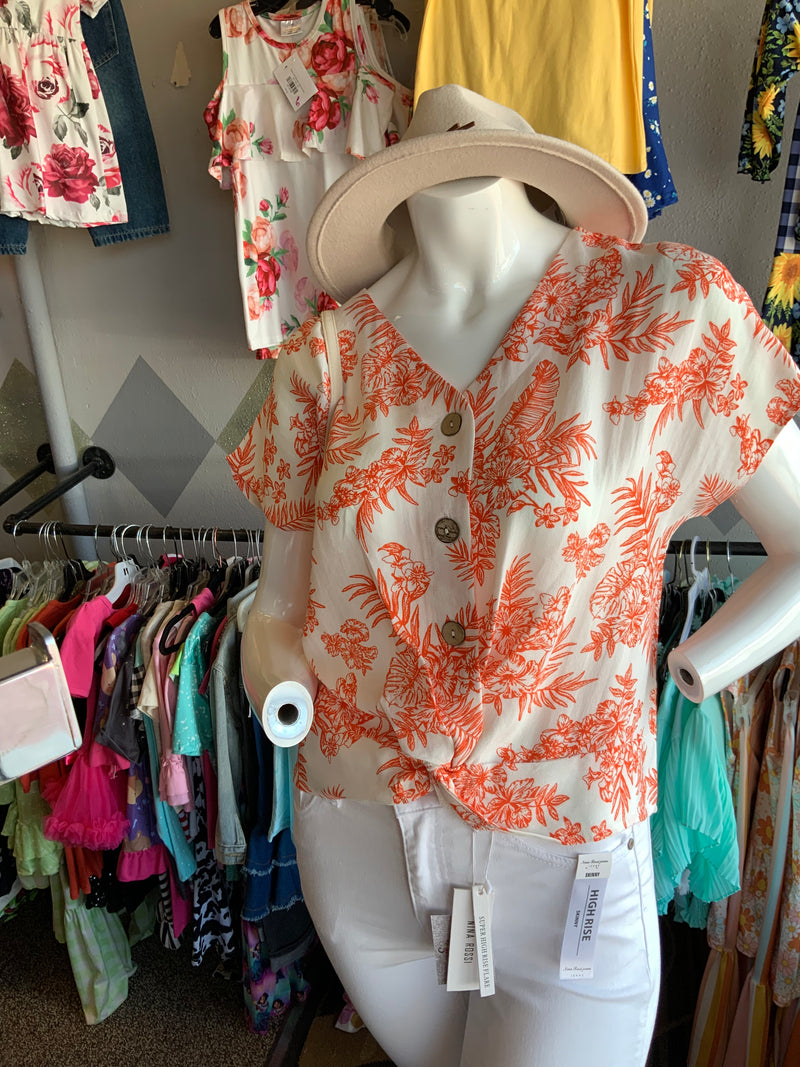 Orange Floral Top