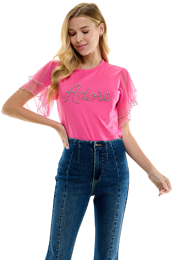 Pink Flutter Sleeve Tee