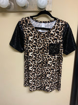 Cheetah with Black Sequence Top