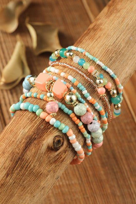 Multicolor multi-layered Beaded Bracelet Set