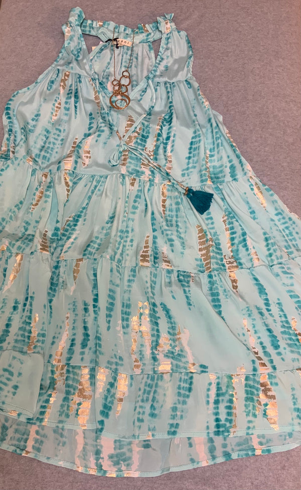 Sea Foam and Gold Boho Dress