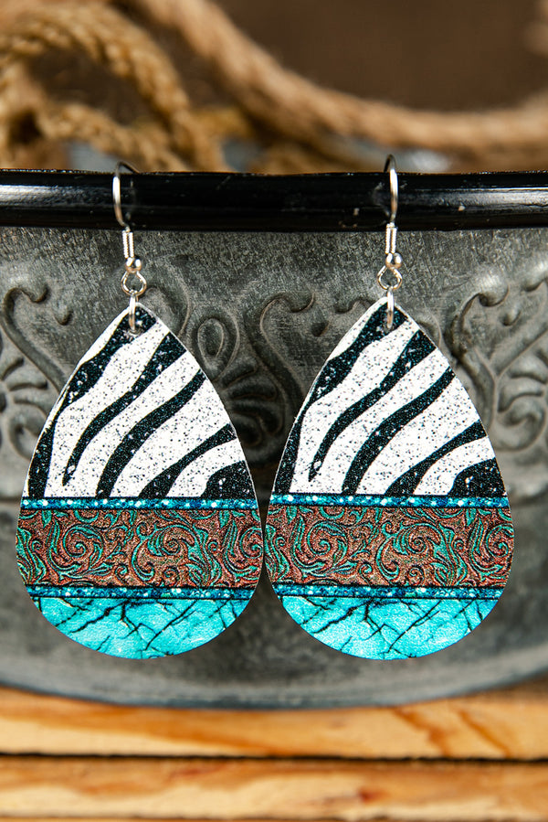 BlueZebra Pattern Print Color Block Drop Earrings