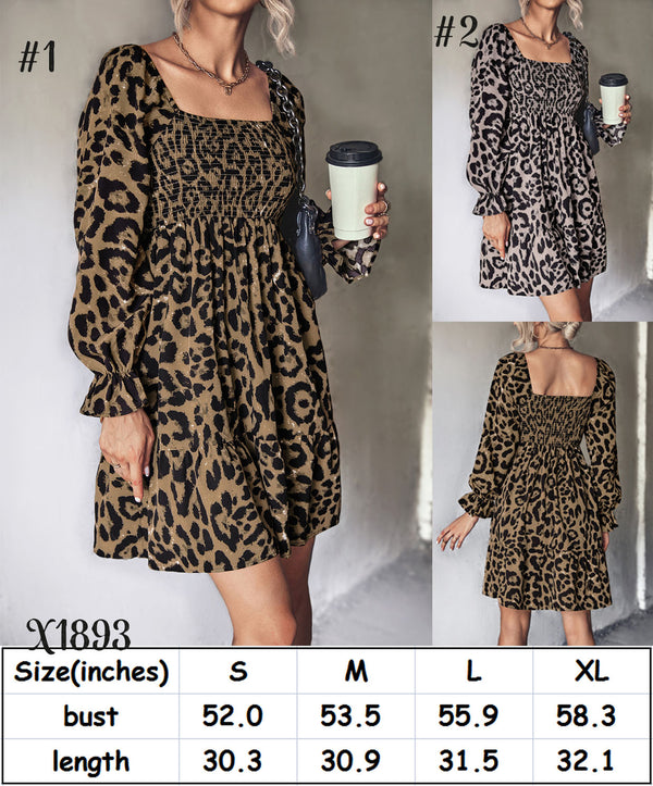 Long Sleeve Leopard Print Dress